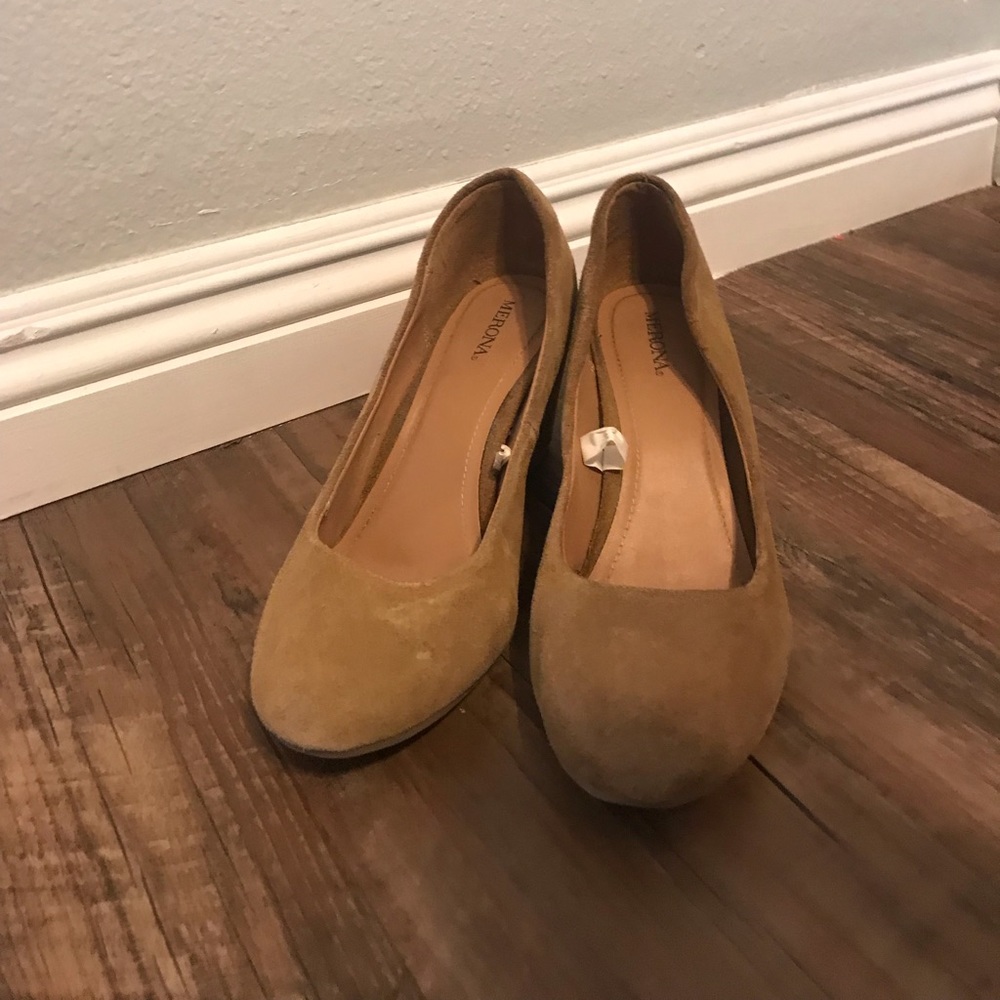 Tan suede wedges